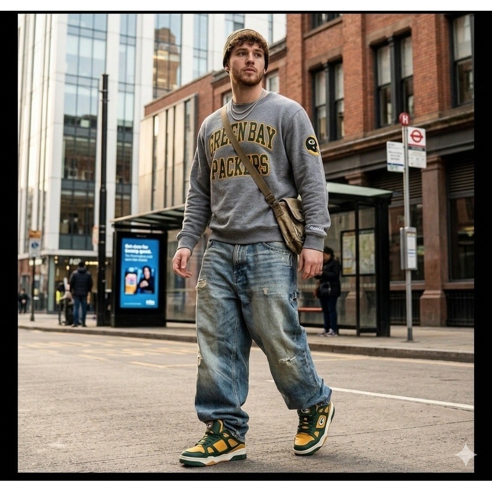 Mitchell Ness Sweatshirt Adults L Gray‎ Throwback Fleece Greenbay Packers